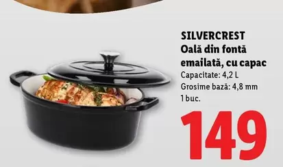Oală din fontă emailată, cu capac