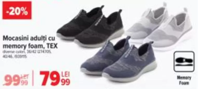 Mocasin adult cu memory foam, TEX