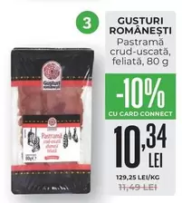 Pastramă crud-uscată, feliată