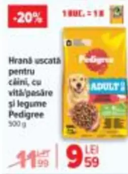 Hrană uscată pentru câini, cu vită/pasăre și legume