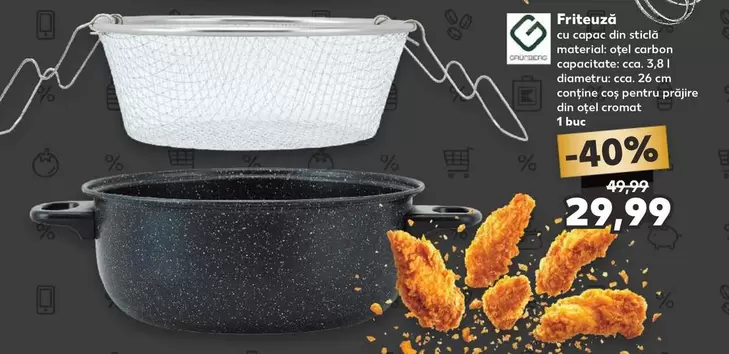 Friteuză cu capac din sticlă