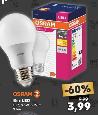 Bec LED E27, 8.5W, 806 lm