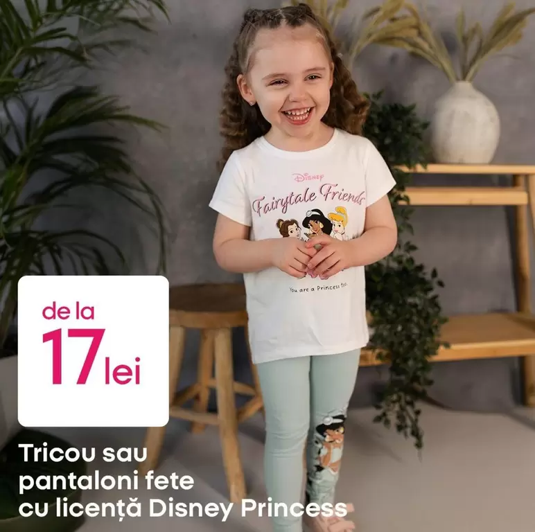 Tricou sau pantaloni fete cu licență Disney Princess
