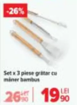 Set x 3 piese gratar cu maner bambus