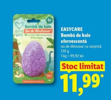 Bombă de baie efervescentă ou de dinozaur cu surpriză
