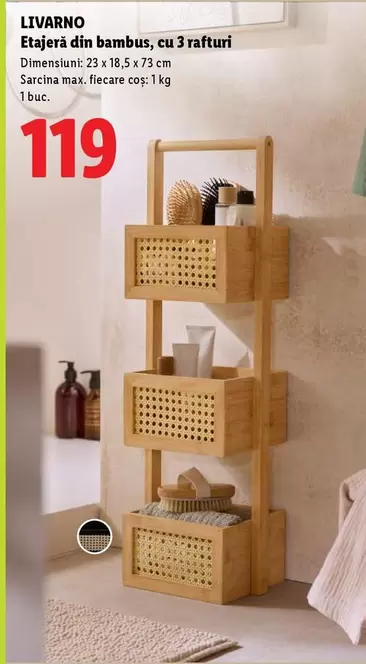 Etajeră din bambus, cu 3 rafturi