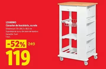 Cărucior de bucătărie, cu role