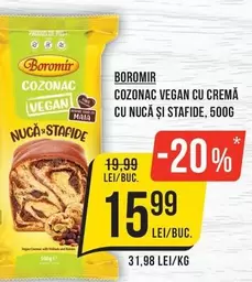 COZONAC VEGAN CU CREMĂ CU NUCĂ ȘI STAFIDE