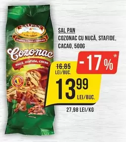 COZONAC CU NUCA, STAFIDE, CACAO