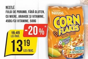 Fulgi de porumb, fara gluten, cu miere, arahide si vitamine