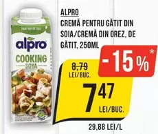 Alpro - CREMA PENTRU GĂTIT DIN SOIA/CREMĂ DIN OREZ