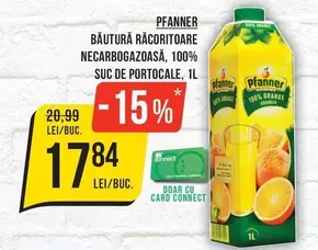 BĂUTURĂ RĂCORITOARE NECARBOAZOASĂ, 100% SUC DE PORTOCALE