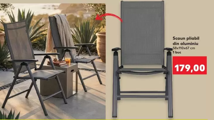 Scaun pliant din aluminiu
