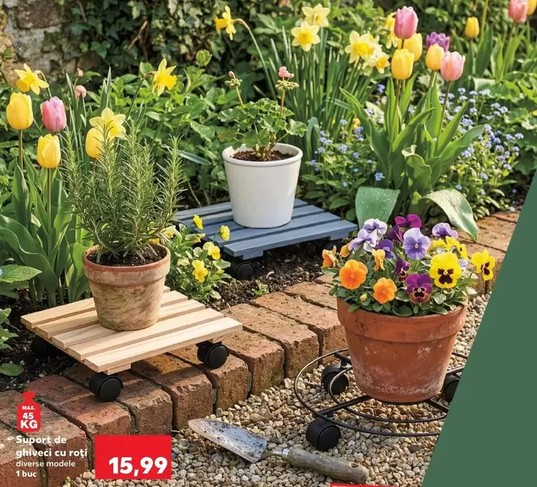 Suport de ghiveci cu roți