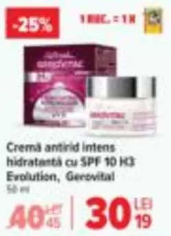 Gerovital - Cremă antirid intens
hidratantă cu SPF 10 H3