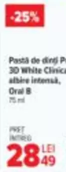 Pastă de dinți 3D White Clinica albire intensă