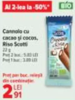 Cannolo cu cacao si cocos