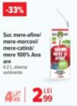 Suc mere-afine/mere-morcovi/mere-catina/mere 100% Ana