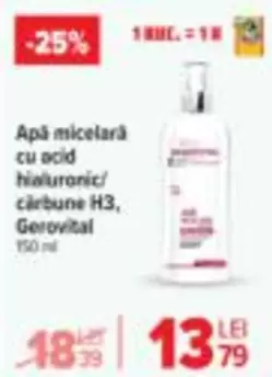 Gerovital - Apă micelară cu acid hialuronic/ cărbune H3