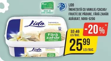 Înghețată cu vanilie/cacao/fructe de pădure, fără zahăr adăugat