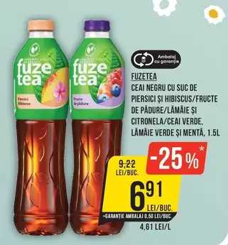 CEAI NEGRU CU SUC DE PIERSICI ȘI HIBISCUS/FRUCTE DE PĂDURE/LĂMÂIE ȘI CITRONELLA