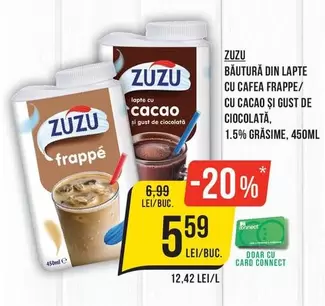 Zuzu - Băutură din lapte cu cafea frappe/cu cacao și gust de ciocolată