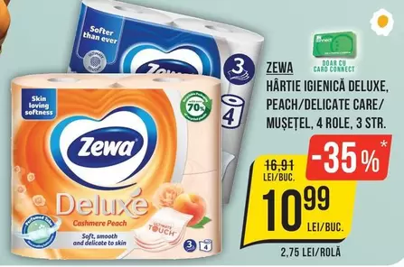 Zewa - Hârtie igienică Deluxe, Peach/Delicate Care