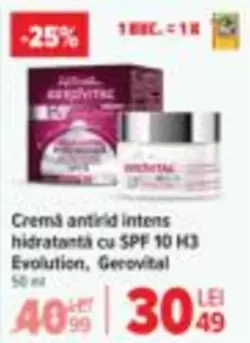 Gerovital - Cremă antirid intens
hidratantă cu SPF 10 H3