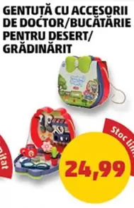 Gentuță cu accesorii de doctor/bucătărie pentru desert/grădinărit