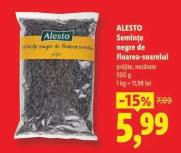 Semințe negre de floarea-soarelui prăjite, nesărate