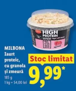 Raspberry - Iaurt proteic, cu granola și zmeură