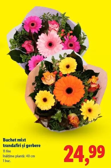 Buchet mixt trandafiri și gerbere