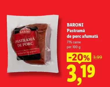 Pastramă de porc afumată