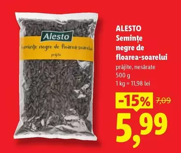 Semințe negre de floarea-soarelui prăjite, nesărate