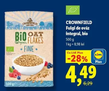 Fulgi de ovăz integral, bio