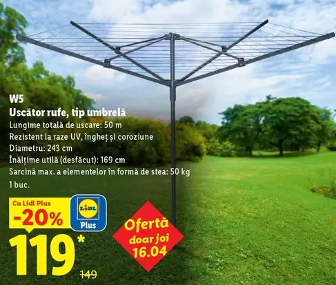 Total - Uscător rufe, tip umbrelă