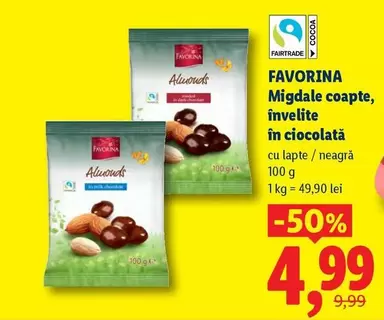 Migdale coapte, învelite în ciocolată cu lapte / neagră