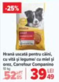 Hrană uscată pentru câini, cu vită și legume