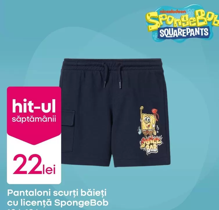 Nickelodeon - Pantaloni scurți băieți cu licență SpongeBob