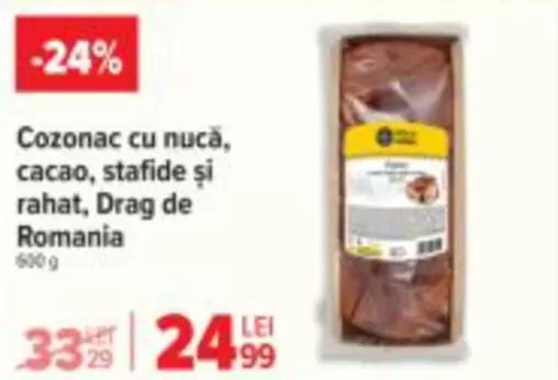 Cozonac cu nucă, cacao, stafide și rahat