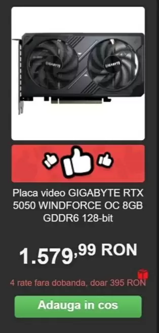 RTX 5050 WINDFORCE OC 8GB GDDR6 128-bit
