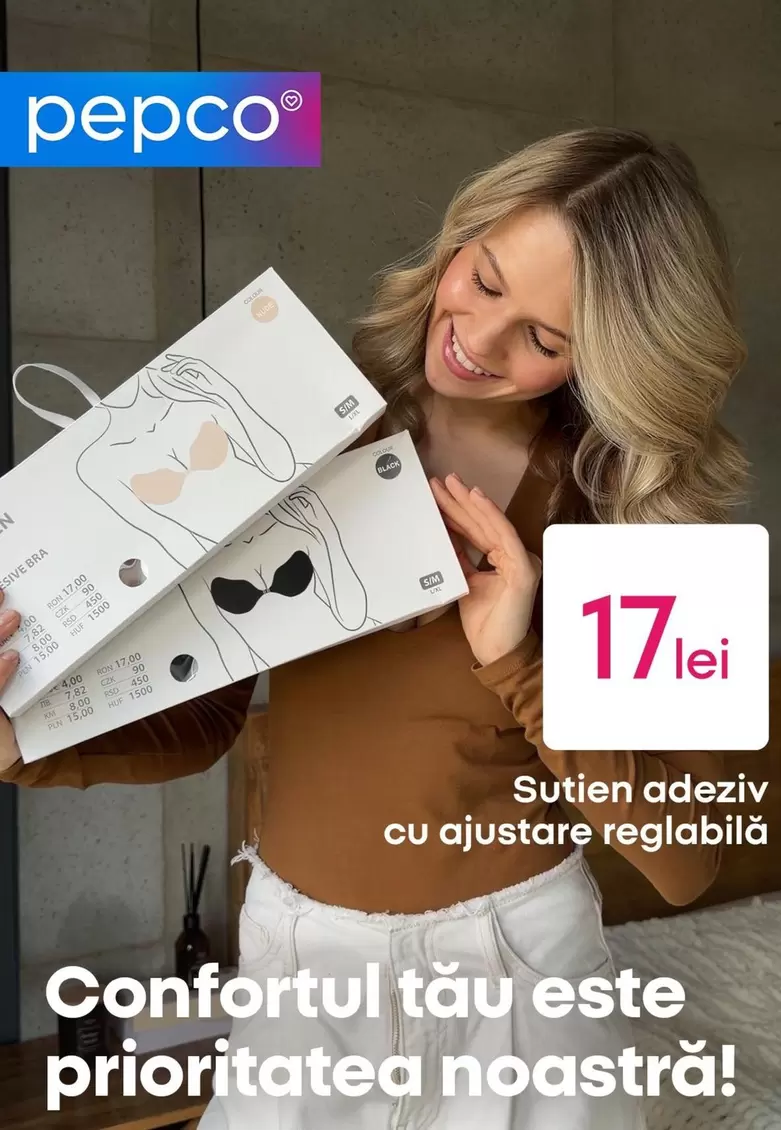 Sutien adeziv cu ajustare reglabila