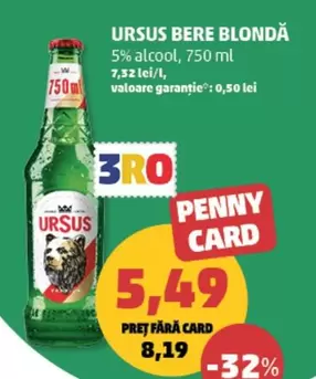 URSUS BERE BLOND
5% alcool, 750 ml