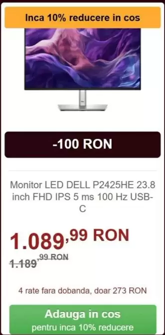 Dell - Monitor LED P2425HE 23.8 inch FHD IPS 5 ms 100 Hz USB-C