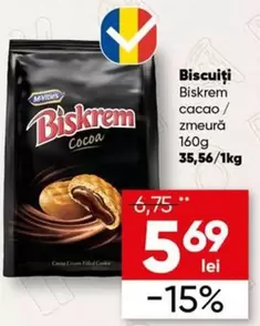 Biscuiți Biskrem cacao / zmeură