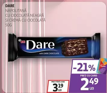 Dare - NAPOLITANĂ CU CIOCOLATĂ NEAGRĂ ȘI CREMĂ CU CIOCIOALTĂ