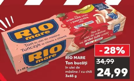 Ton bucăți în ulei de măsline cu ardei iute chili