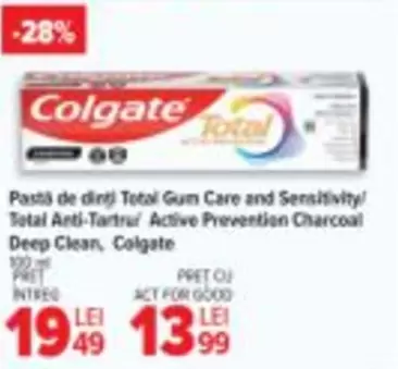 Total - Pastă de dinți  Gum Care and Sensitivity!  Anti-Tartru Active Prevention Charcoal Deep Clean
