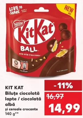 KIT KAT Biluțe ciocolată lapte / ciocolată albă și cereale crocante