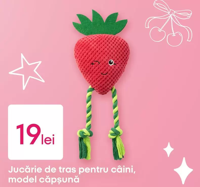 Jucărie de tras pentru câini, model căpșună